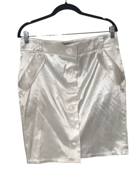 Women’s Ivory Satin Button Front Pencil Skirt High Waist Size 13/14 (Large) - Picture 3 of 12